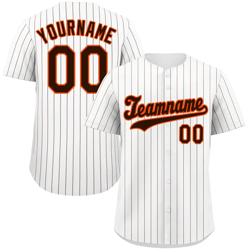 White Brown-Orange Hook Stripe Fashion Baseball Jersey