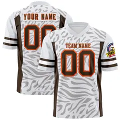 White Brown-Orange Zebra Stripes Authentic Football Jersey 1