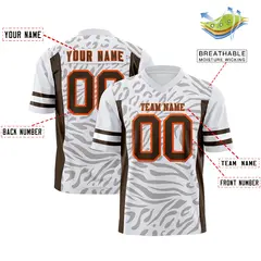 White Brown-Orange Zebra Stripes Authentic Football Jersey 2