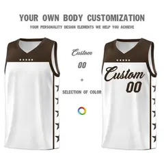 White Brown Star Pattern Team Basketball Jersey 3