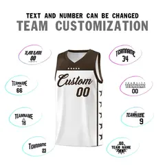 White Brown Star Pattern Team Basketball Jersey 4