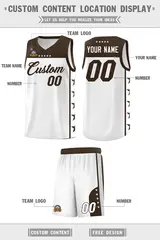 White Brown Star Pattern Team Basketball Jersey 5