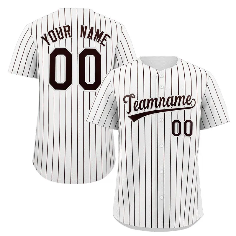 White Brown Stripe Fashion Authentic Baseball Jersey