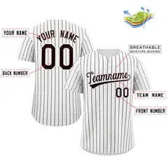 White Brown Stripe Fashion Authentic Baseball Jersey 2