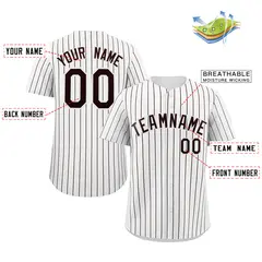 White Brown Stripe Fashion Authentic Baseball Jersey 2