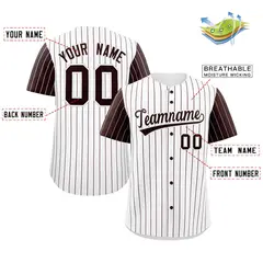 White Brown Striped Raglan Sleeves Baseball Jersey 2