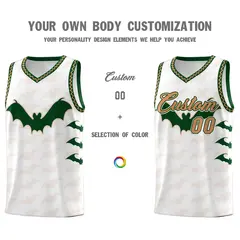 White Buckskin Brown Bat Pattern Halloween Basketball Jersey 3