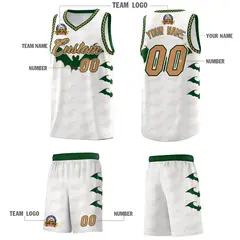 White Buckskin Brown Bat Pattern Halloween Basketball Jersey 5