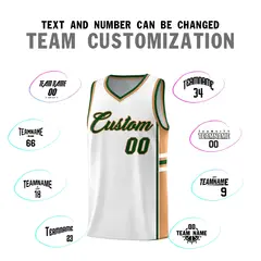 White Buckskin Brown Color Block Varsity Basketball Jersey 4