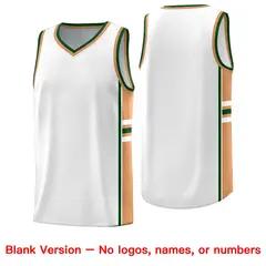 White Buckskin Brown Color Block Varsity Basketball Jersey 6