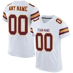 White Burgundy-Gold Classic Style Mesh Football Jersey 1