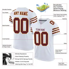 White Burgundy-Gold Classic Style Mesh Football Jersey 2