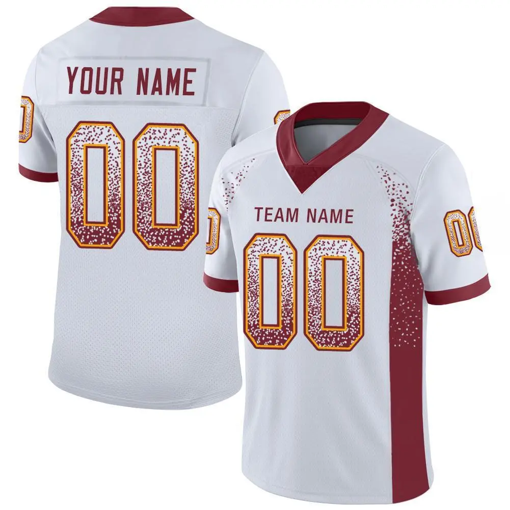 White Burgundy-Gold Drift Fashion Mesh Football Jersey