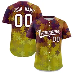 White Burgundy Puzzle Elements Baseball Jersey 1