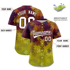 White Burgundy Puzzle Elements Baseball Jersey 2