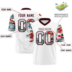 White Burgundy Sleeve Ukiyo-e Auspicious Clouds Graffiti Football Jersey 2