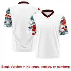 White Burgundy Sleeve Ukiyo-e Auspicious Clouds Graffiti Football Jersey 7