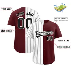 White Burgundy Split Authentic Fashion Baseball Jersey 2
