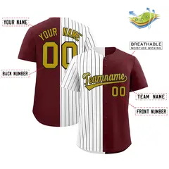 White Burgundy Split Authentic Fashion Baseball Jersey 2