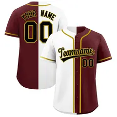 White Burgundy Split Authentic Fashion Baseball Jersey 1