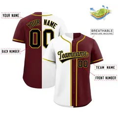 White Burgundy Split Authentic Fashion Baseball Jersey 2