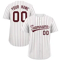 White Burgundy Stripe Authentic Fashion Baseball Jersey