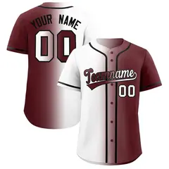 White Burgundy Two Tone Gradient Baseball Jersey 1
