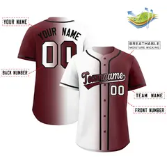 White Burgundy Two Tone Gradient Baseball Jersey 2
