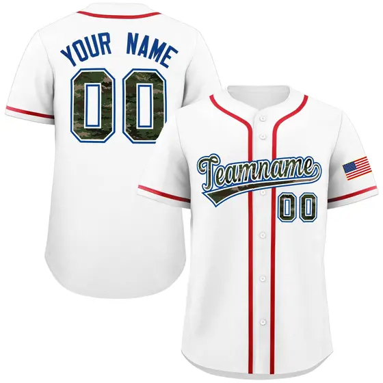 White Camo Font Authentic Baseball Jersey