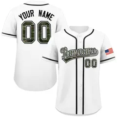White Camo Font Authentic Baseball Jersey