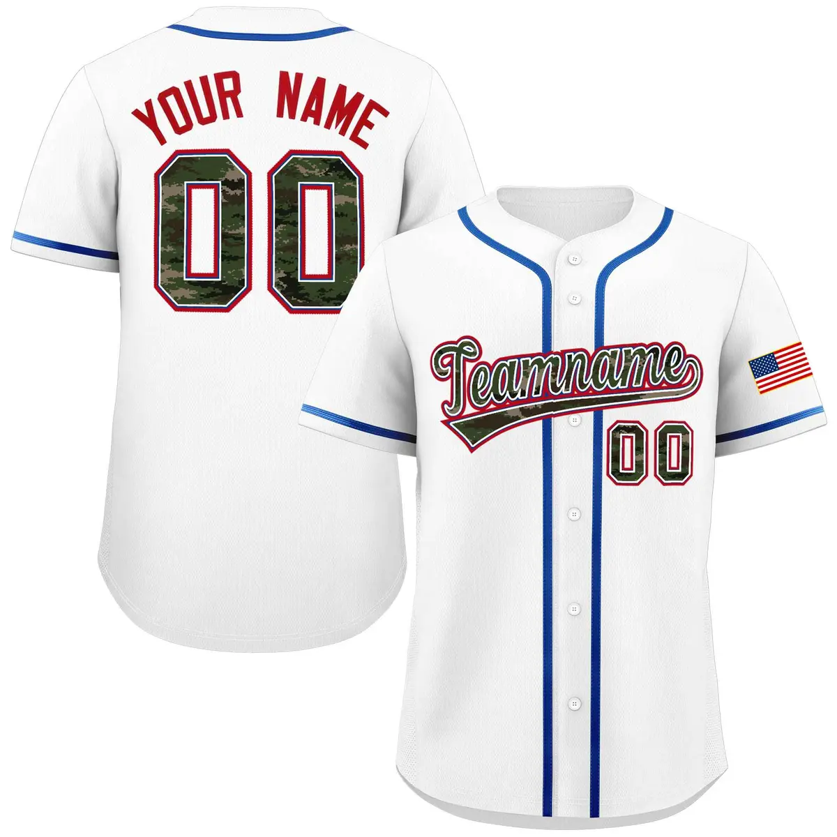 White Camo Font Authentic Baseball Jersey