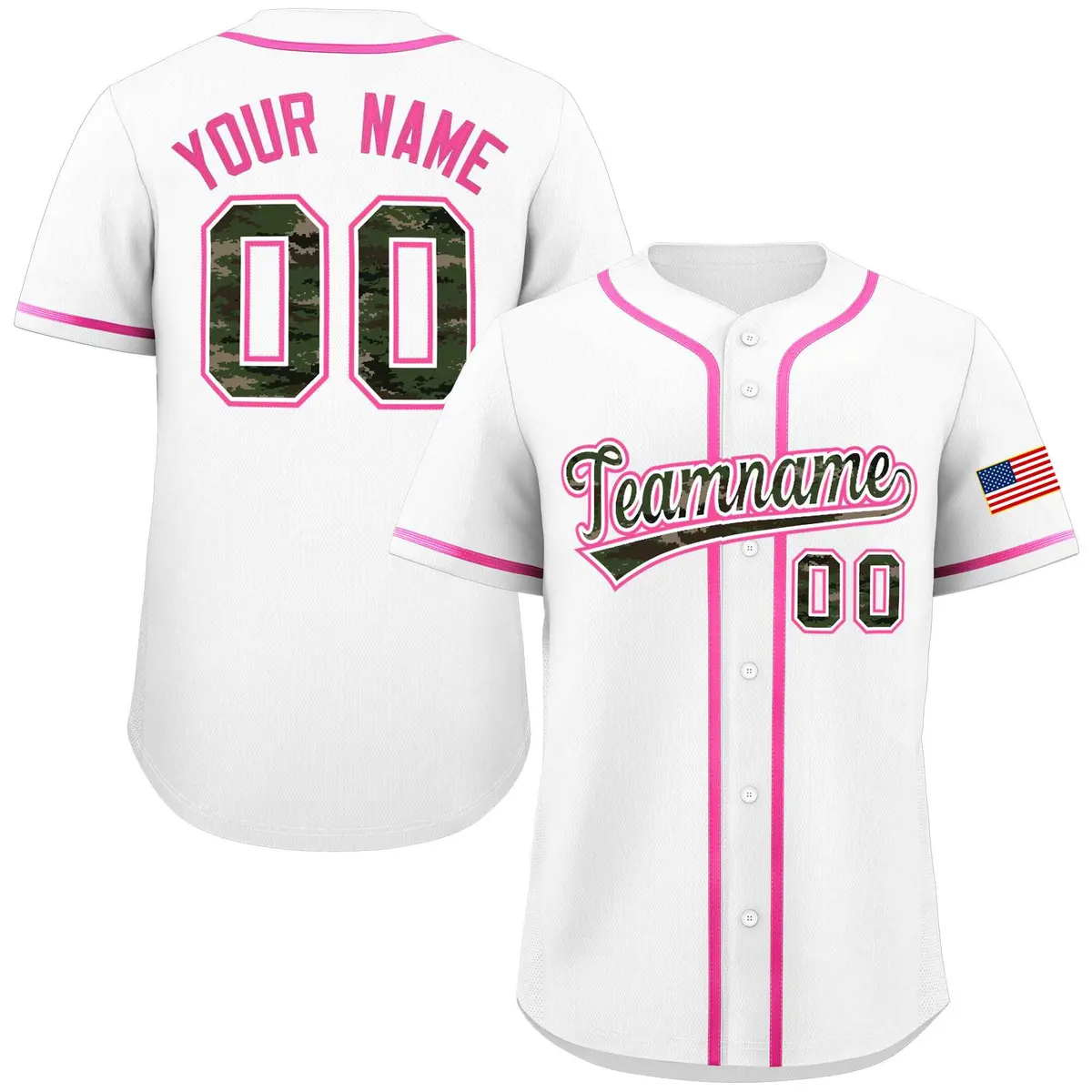 White Camo Font Authentic Baseball Jersey
