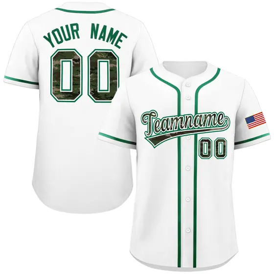White Camo Font Authentic Baseball Jersey