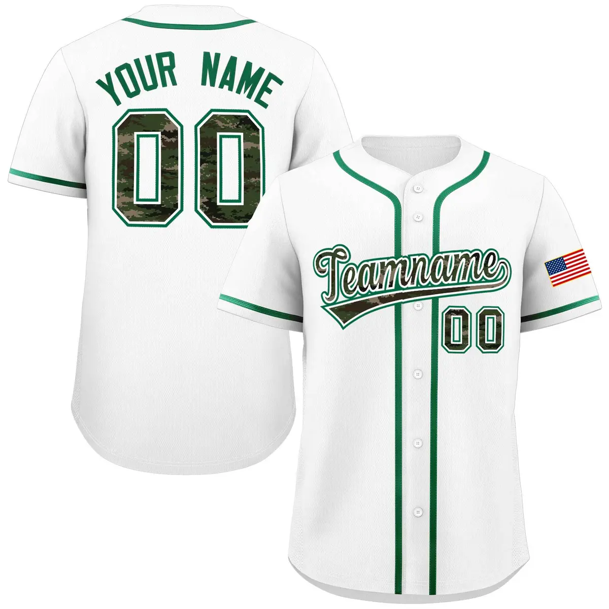 White Camo Font Authentic Baseball Jersey