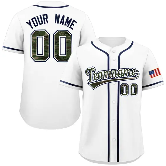 White Camo Font Authentic Baseball Jersey