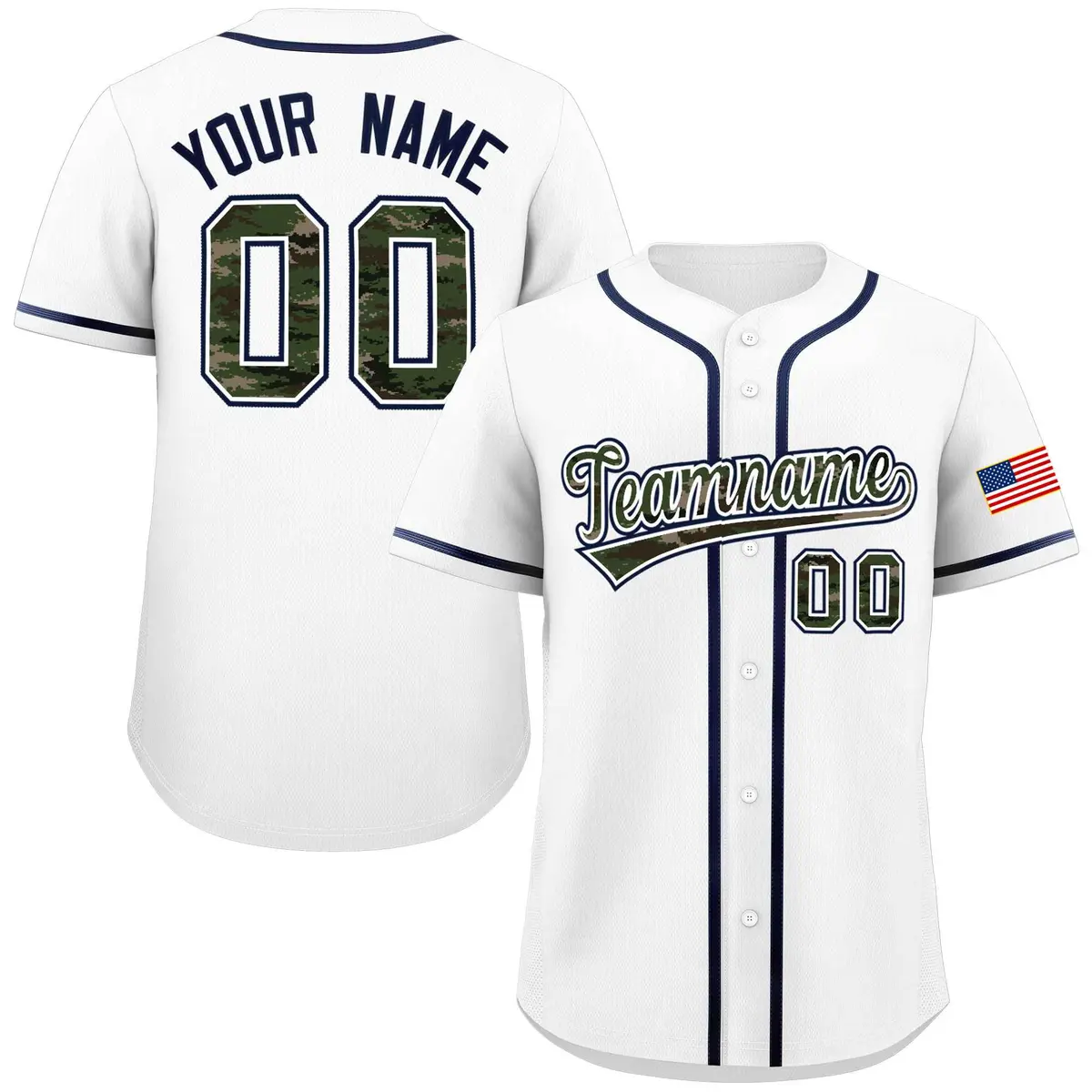 White Camo Font Authentic Baseball Jersey