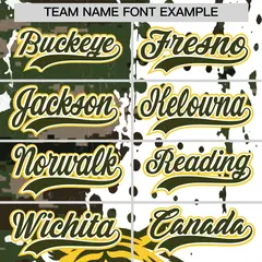 White Camo Olive Full-Snap Tiger Graffiti Baseball Jersey 6