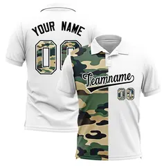White Camo Split Fashion Authentic Performance Polo Shirt