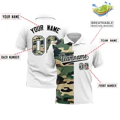 White Camo Split Fashion Authentic Performance Polo Shirt 2