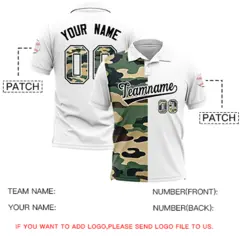 White Camo Split Fashion Authentic Performance Polo Shirt 5