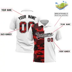 White Camo Split Fashion Authentic Performance Polo Shirt 2