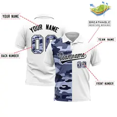 White Camo Split Fashion Authentic Performance Polo Shirt 2