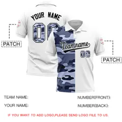 White Camo Split Fashion Authentic Performance Polo Shirt 5