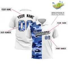 White Camo Split Fashion Authentic Performance Polo Shirt 2