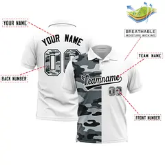 White Camo Split Fashion Authentic Performance Polo Shirt 2