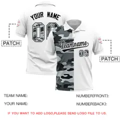 White Camo Split Fashion Authentic Performance Polo Shirt 5