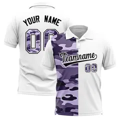 White Camo Split Fashion Authentic Performance Polo Shirt 1