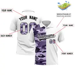 White Camo Split Fashion Authentic Performance Polo Shirt 2