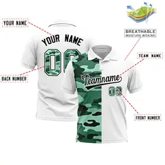White Camo Split Fashion Authentic Performance Polo Shirt 2