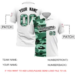 White Camo Split Fashion Authentic Performance Polo Shirt 5